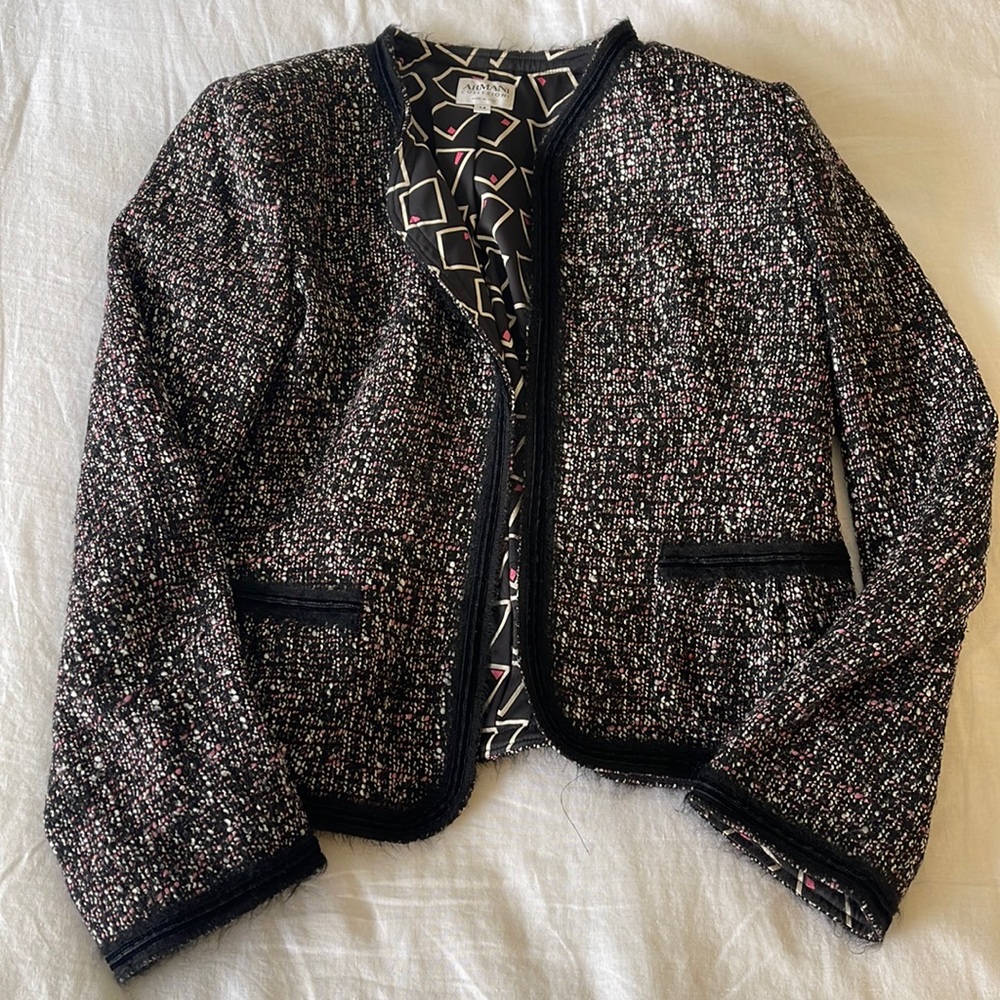 Armani Collezioni boucle / tweed blazer jacket